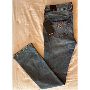 NWT True Religion Womens 28 Billie MR Flap SN Stretch Jeans Denim Light Wash